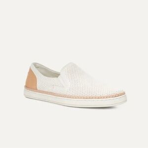 UGG White and Tan Loafers with Knit Design